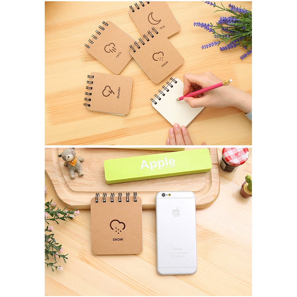 Sổ Tay ghi chú Lò Xo SHIORI Bỏ Túi Mini Hình Thời Tiết Đơn Giản dễ thương