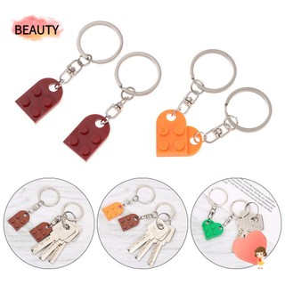 Set 2 móc khóa lắp ráp hình trái tim nhiều màu tùy chọn dễ thương cho cặp đôi