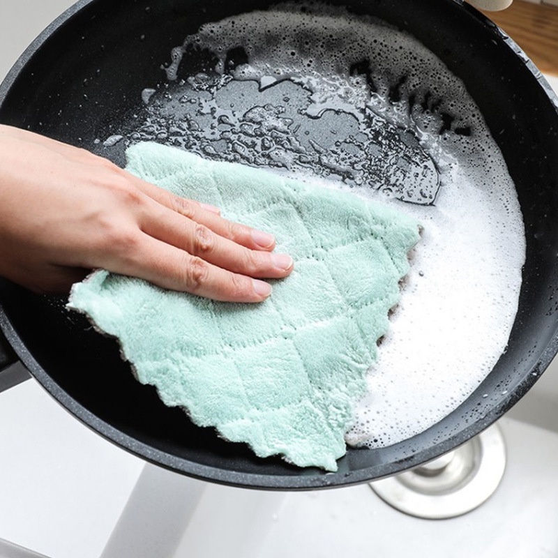 2 mặt thấm hút nhanh vải mịn , chén bát nhà bếp sạch sẽ khăn lau chùi đa năng màu sắc ngẫu nhiên - joyhome_official