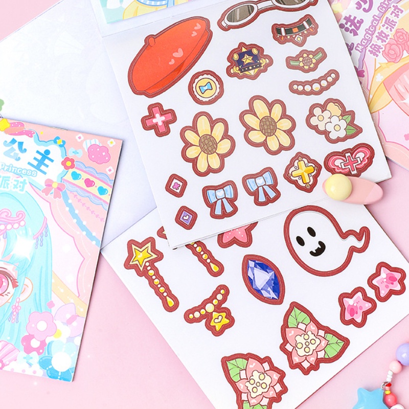 Set 4 Sách Dán Hình Công Chúa Trang Điểm DIY Giáo Dục Cho Bé 3-6 Tuổi