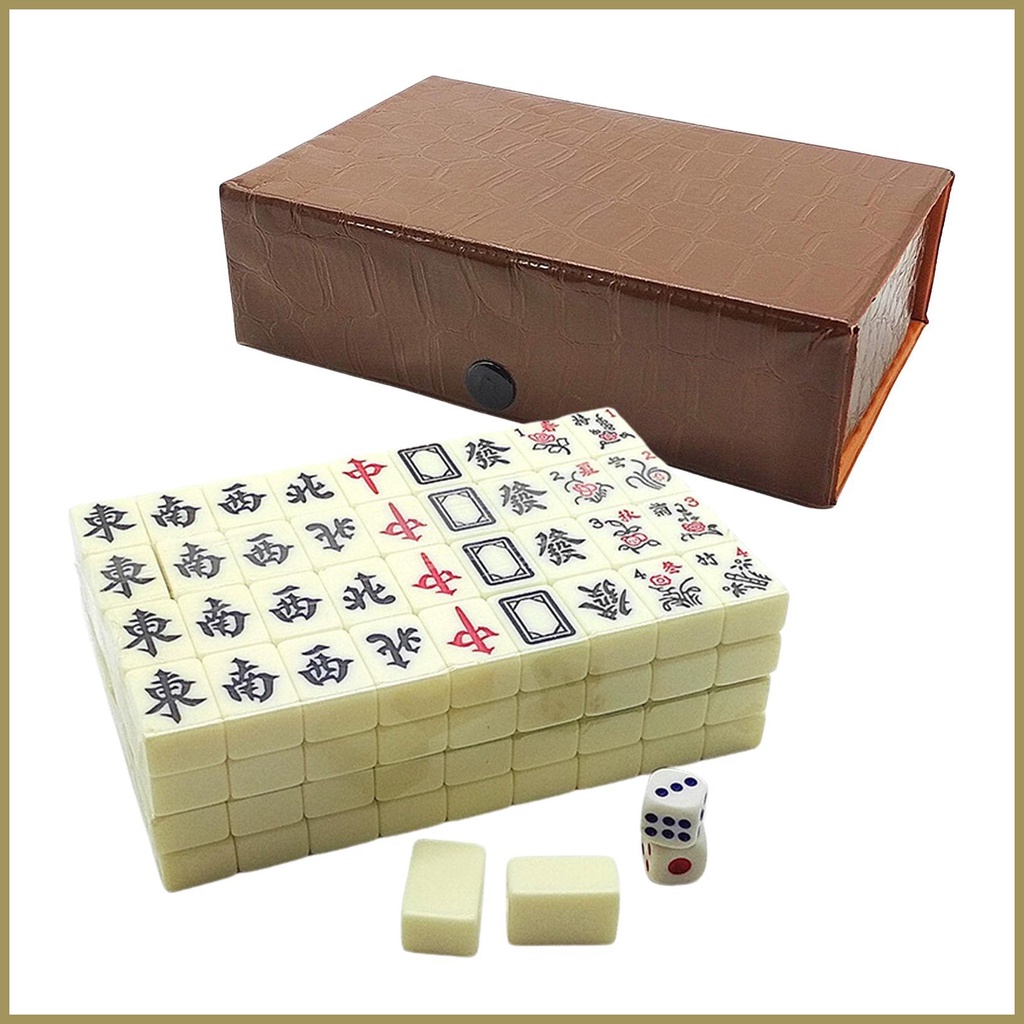 Bộ Trò Chơi Mạt Chược Trung Quốc Mini Hoàn Chỉnh Gồm 144 Viên Gạch Du Lịch Mah Jong Set 2 Ô Vuông 3Vn