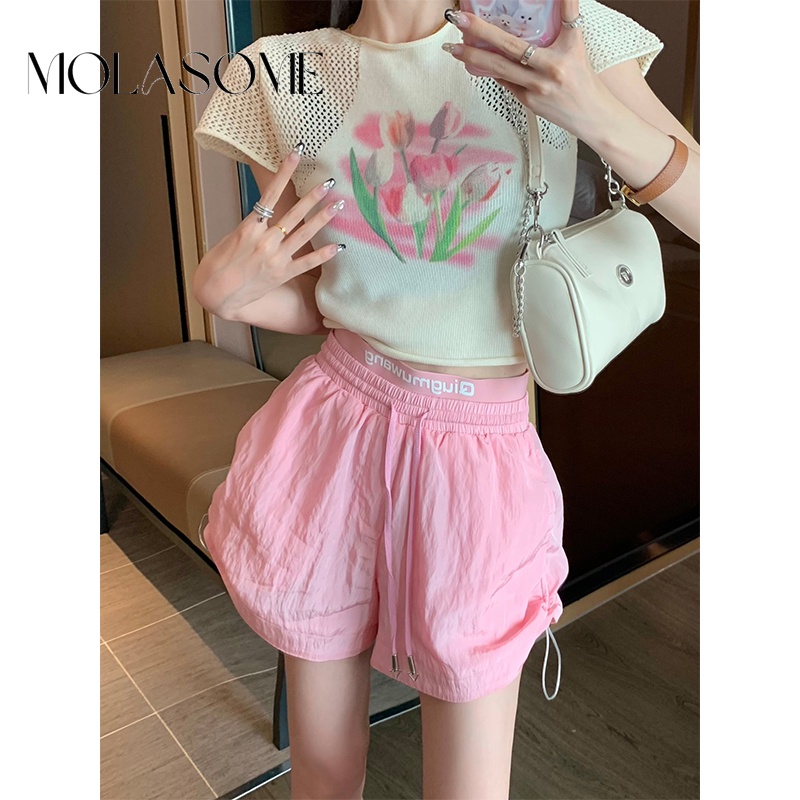Quần Short Thể Thao Lưng Cao Ống Rộng Thời Trang Mùa Hè 2023 Dành Cho Nữ
