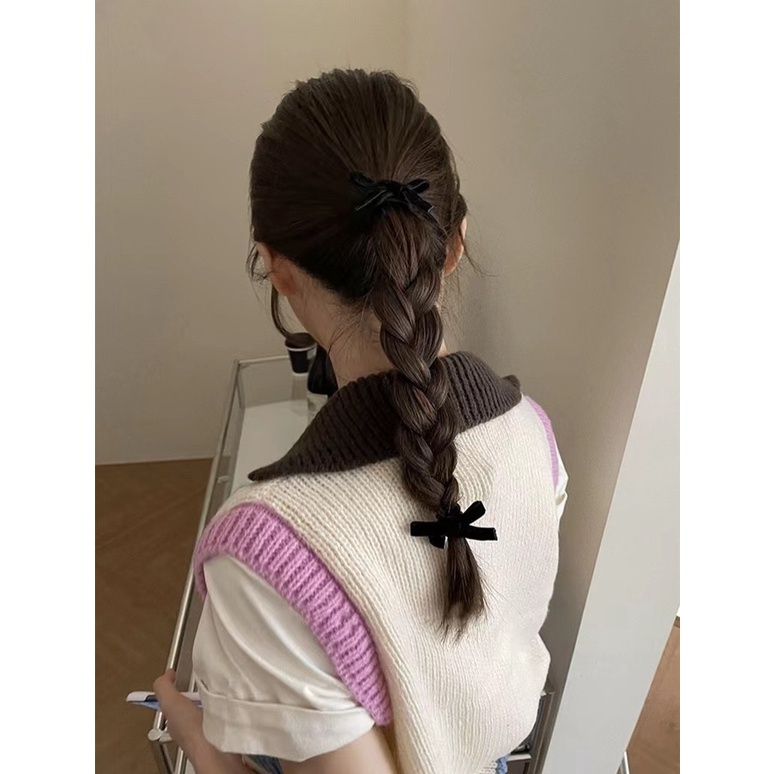 Kẹp Tóc Nơ Vải Nhung Đen Phong Cách Hàn Quốc