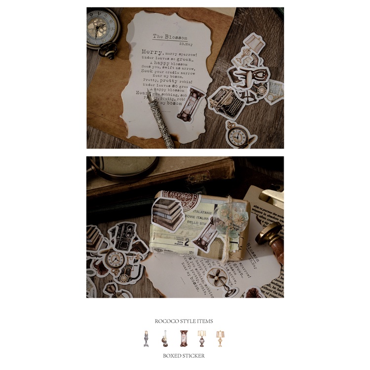 Hộp 46 Miếng Dán Trang Trí Sổ Tay DIY Phong Cách Retro