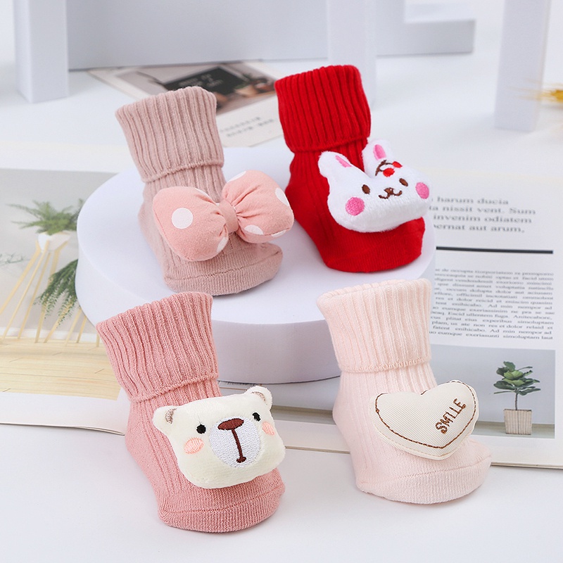 Vớ Cotton In Họa Tiết Thú Hoạt Hình Dễ Thương Cho Bé Sơ Sinh Từ 0-3 Tuổi