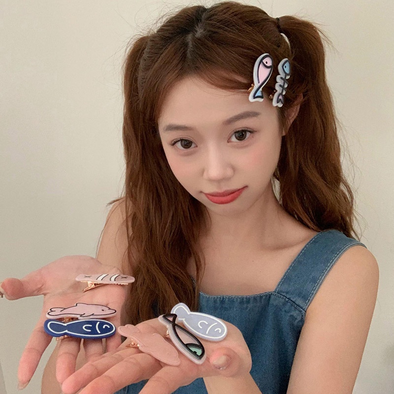 Kẹp Tóc Hình Cá Hoạt Hình Bằng Acrylic Dễ Thương Cho Bé Gái