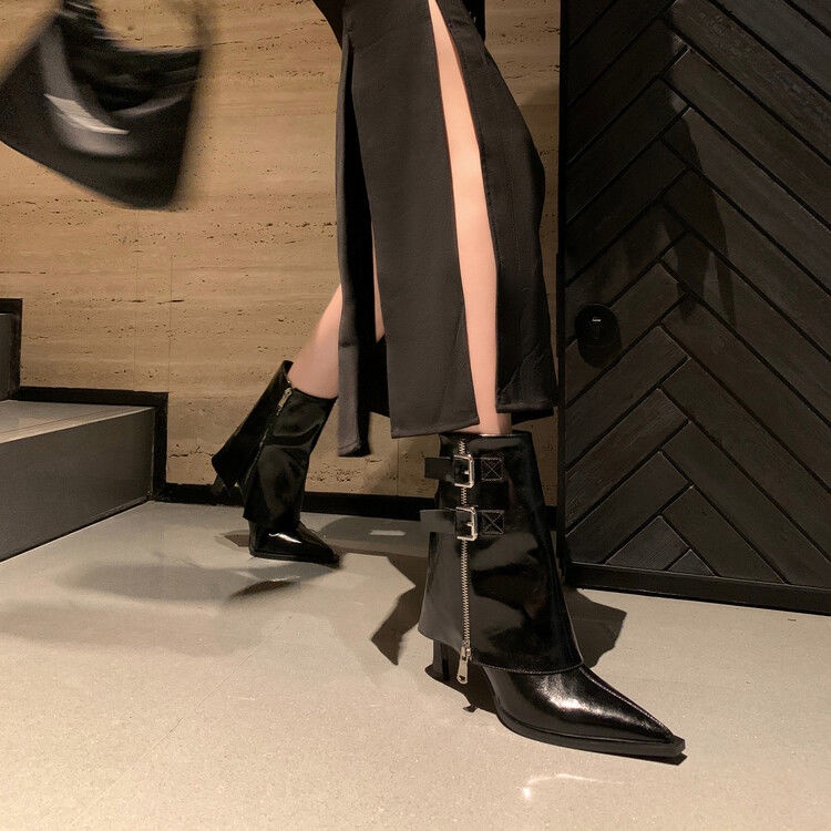 Giày Bốt Cao Gót Mũi Nhọn Phong Cách Âu Mỹ Thời Trang Cho Nữ