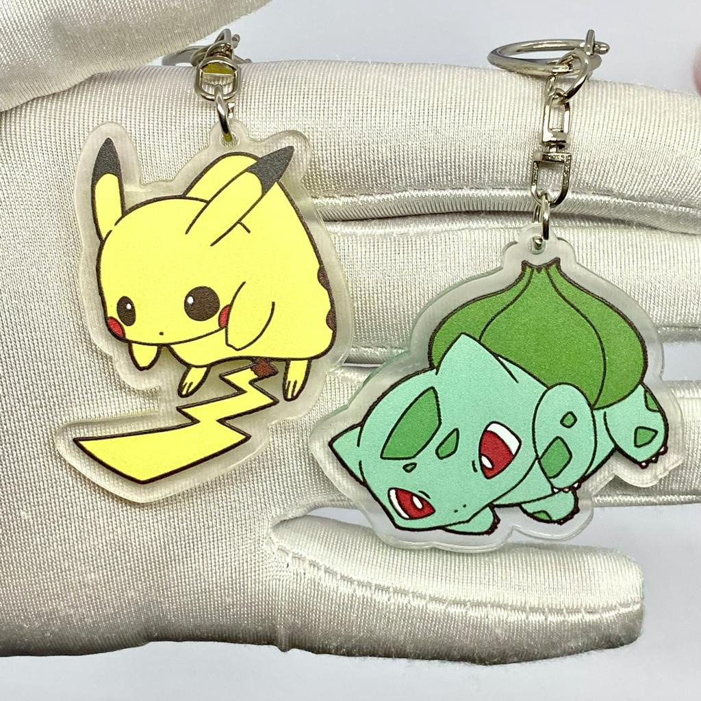 Móc khóa Pokemon Pikachu nhựa Acrylic hai mặt, in hình các nhân vật dễ thương Amine manga