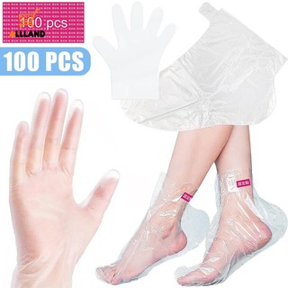 Bộ 100 Găng Tay / Chân Trong Suốt Dưỡng Ẩm Ngăn Ngừa Nhiễm Trùng Loại Bỏ Nứt Nẻ Dùng Một Lần Cho Spa