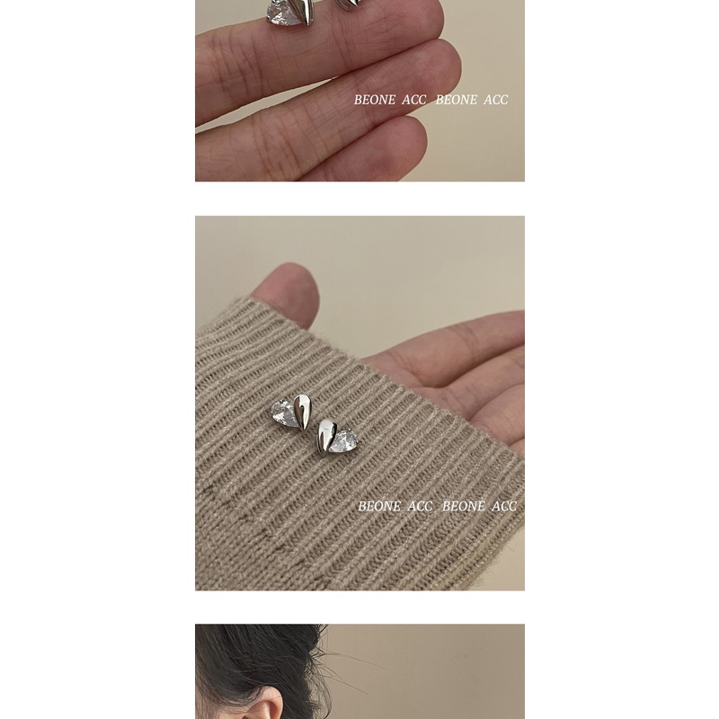 Bông Tai Mạ Bạc 925 Hình Giọt Nước Đính Kim Cương Nhân Tạo Thời Trang