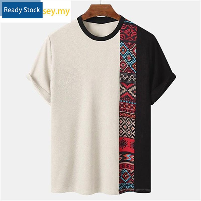 Vintage men's t-shirt sọc 3d tay ngắn áo sơ mi tees thời trang harajuku in t áo sơ mi quá khổ thời trang dạo phố quần áo nam rộng rãi