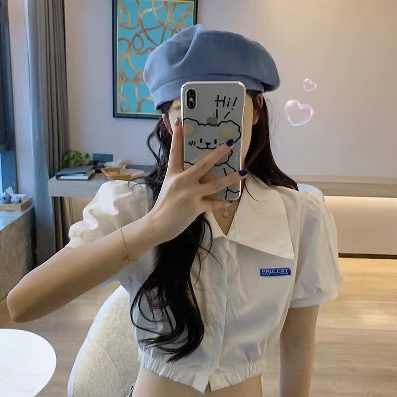 Áo Croptop Ngắn Tay Phong Cách Hàn Quốc Thời Trang Cho Nữ