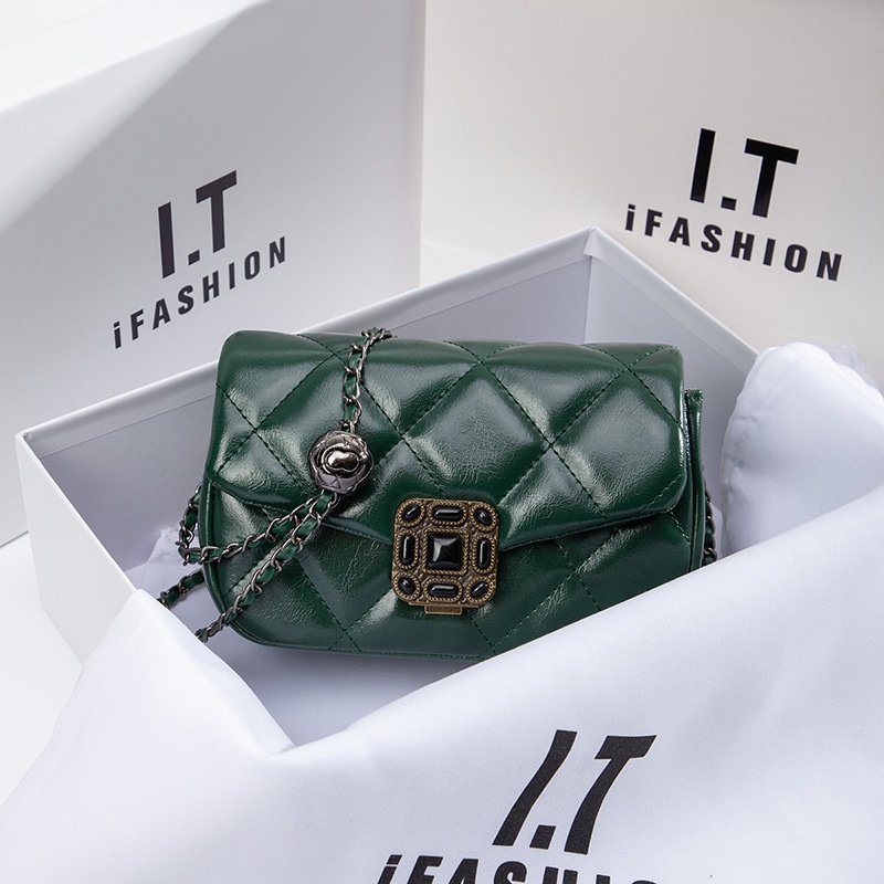 Túi Đeo Chéo Dây Xích Đính Hạt Kim Cương Nhỏ Nhắn Xinh Xắn Dành Cho Nữ