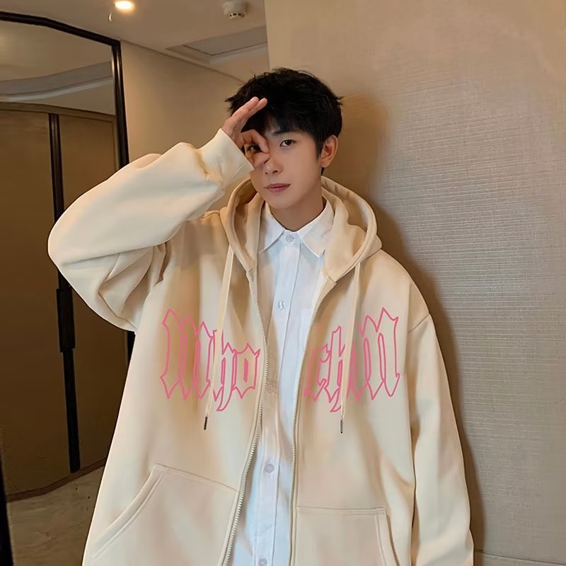 Áo hoodie zip Khoác Cardigan Dáng Rộng Có Khóa Kéo In Chữ Thời Trang Đường Phố Mỹ áo khoác nam nỉ Chất Lượng Cao Cho Cặp Đôi áo khoát hoodie