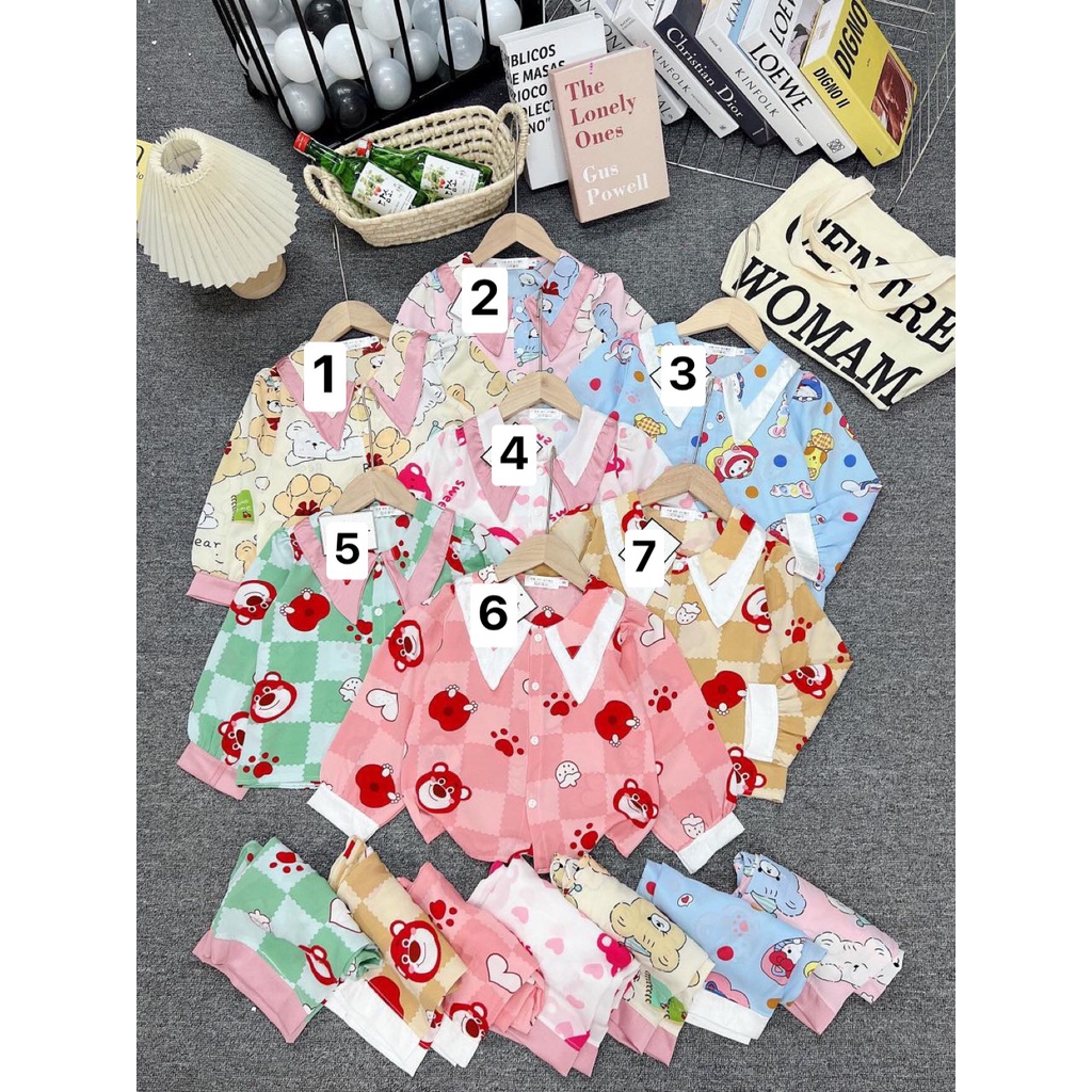 SIZE ĐẠI 16-28KG: Bộ pijama lụa dài tay mềm mại cho bé gái - BPL25