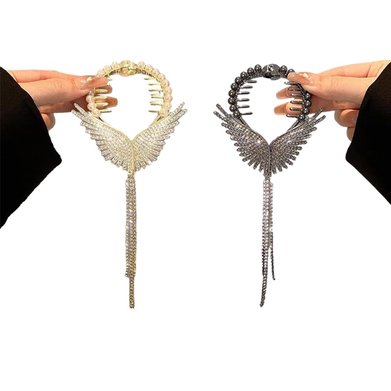 Kẹp Tóc Kim Loại Đính Đá Và Ngọc Trai Nhân Tạo Thời Trang YR