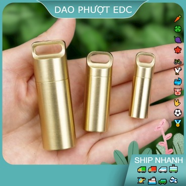 Ống Chứa Đồ Mini Đồng Thau Chống Nuốc - Ron Cao Su Đa Cức Năng - Đựng Vàng - Đựng Thuốc Đa Năng Tiện Dụng