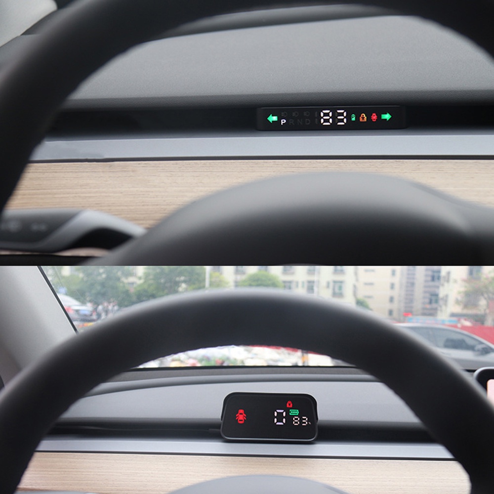 HUD Cho Mẫu Tesla Model 3 Y 2016-2023 Đầu Xe Ô Tô Hiển Thị Kỹ Thuật Số Đồng Hồ Tốc Độ Báo Biến Tín Hiệu Phanh Đèn báo Pin Bánh Răng