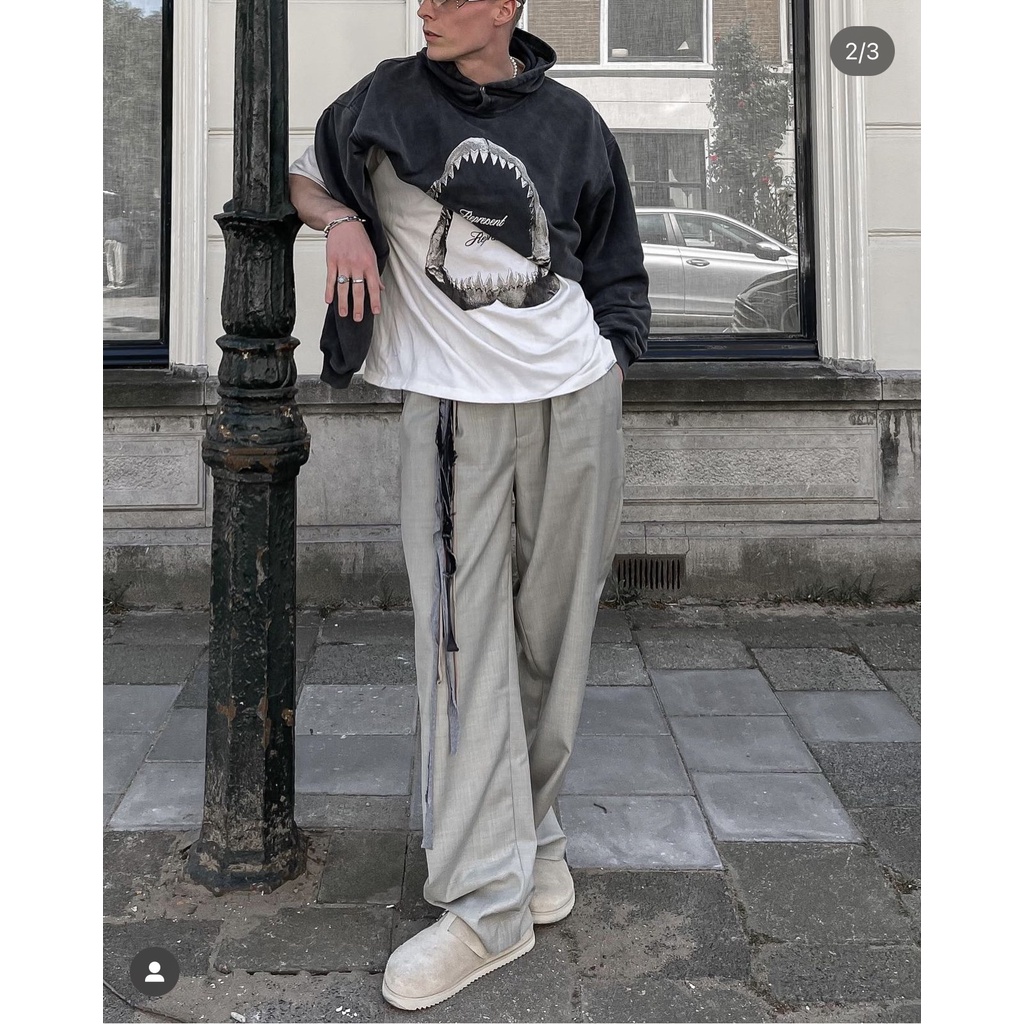 OYRA REPRESENT shark teeth retro washed old printed hooded sweater 400G Terry Cotton