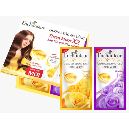 5 x Bộ 4 gói dầu gội dưỡng tóc siêu mượt Enchanteur