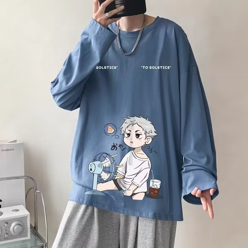 M-8xl thời trang hàn quốc oversize tee men plus size áo thun dài tay causal loose top