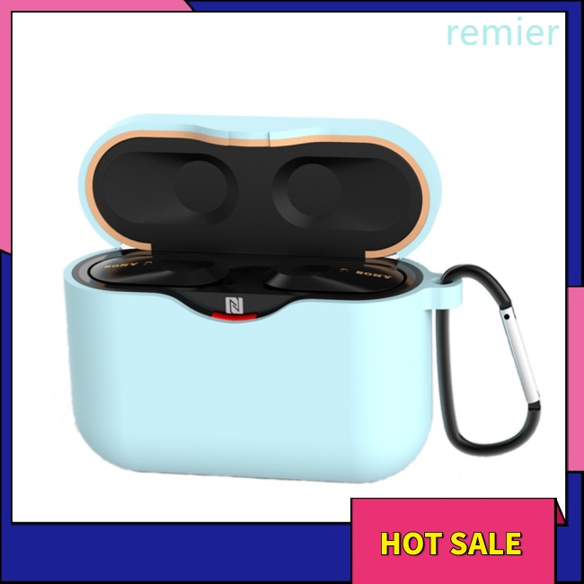 Re silicone case cho sony wf-1000xm3 bluetooth earphone charging box cover soft shell with anti-lost hook