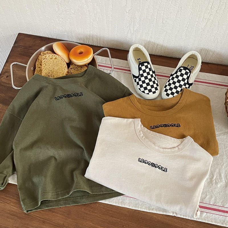 Áo Thun cotton Sáp Mềm Mại Tay Dài Thêu Họa Tiết Thời Trang Mùa Xuân Dành Cho Trẻ Em