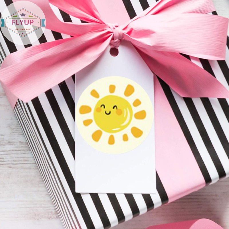 Flyup 500 cái / cuộn tròn hoa cảm ơn bạn dán scrapbooking cho con dấu nhãn dễ thương Vn