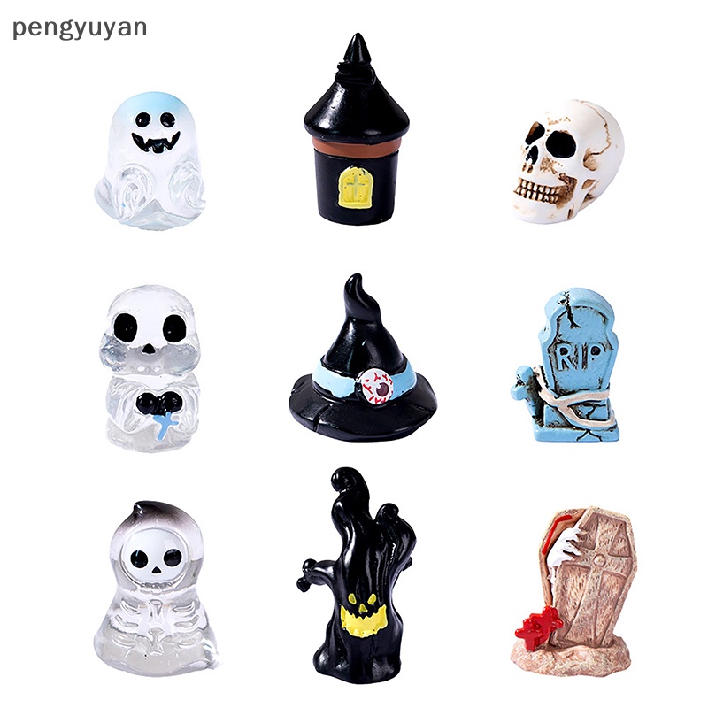 2023 halloween vi cảnh tượng nhỏ tượng nhỏ bằng nhựa thủ công đồ trang trí vườn cổ tích nhỏ dễ thương bí ngô ma cà rồng trang trí
