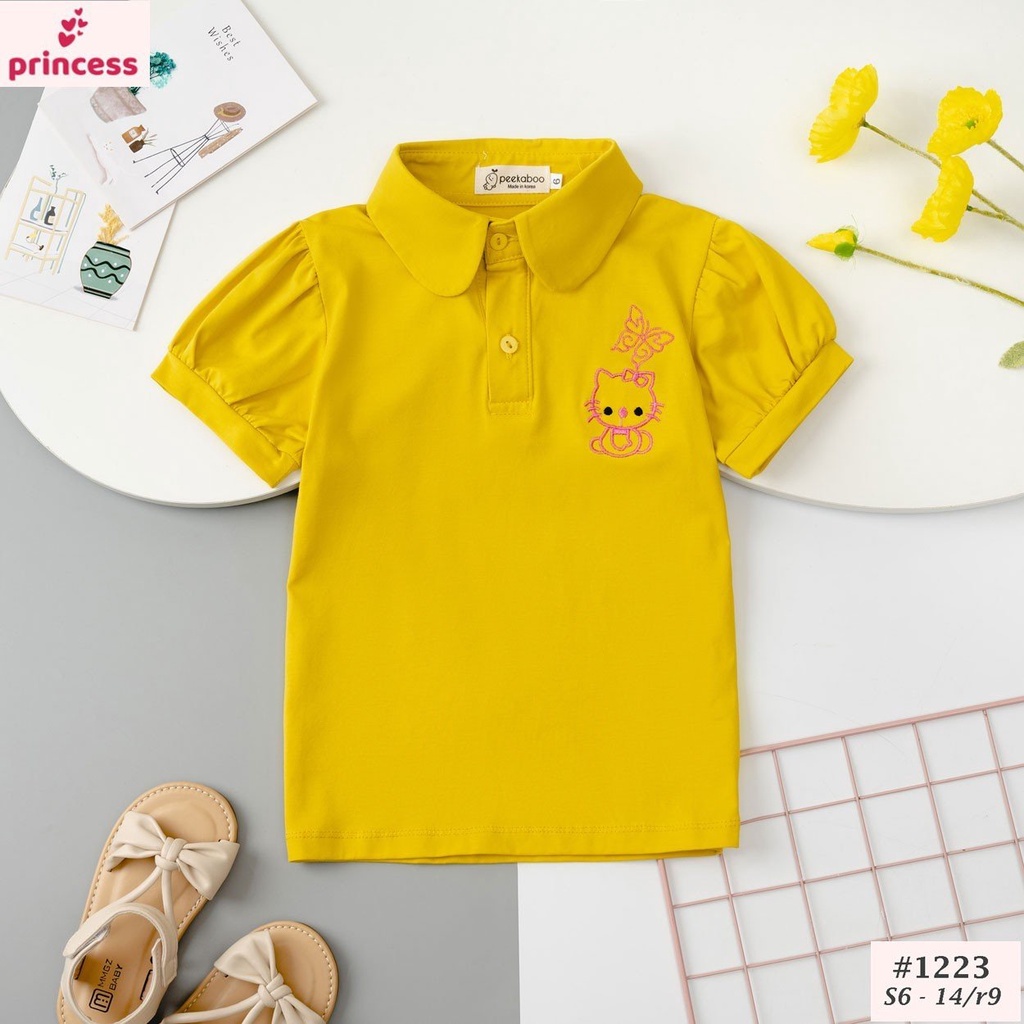 Áo Polo Cổ Sen Cotton Cộc Tay Bé Gái Mã ACT23200