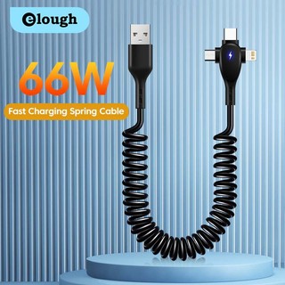 Elough 3 trong 1 66w sạc nhanh cáp usb loại c 3a cáp sạc lò xo micro usb dây dữ liệu cáp usb 1.8m