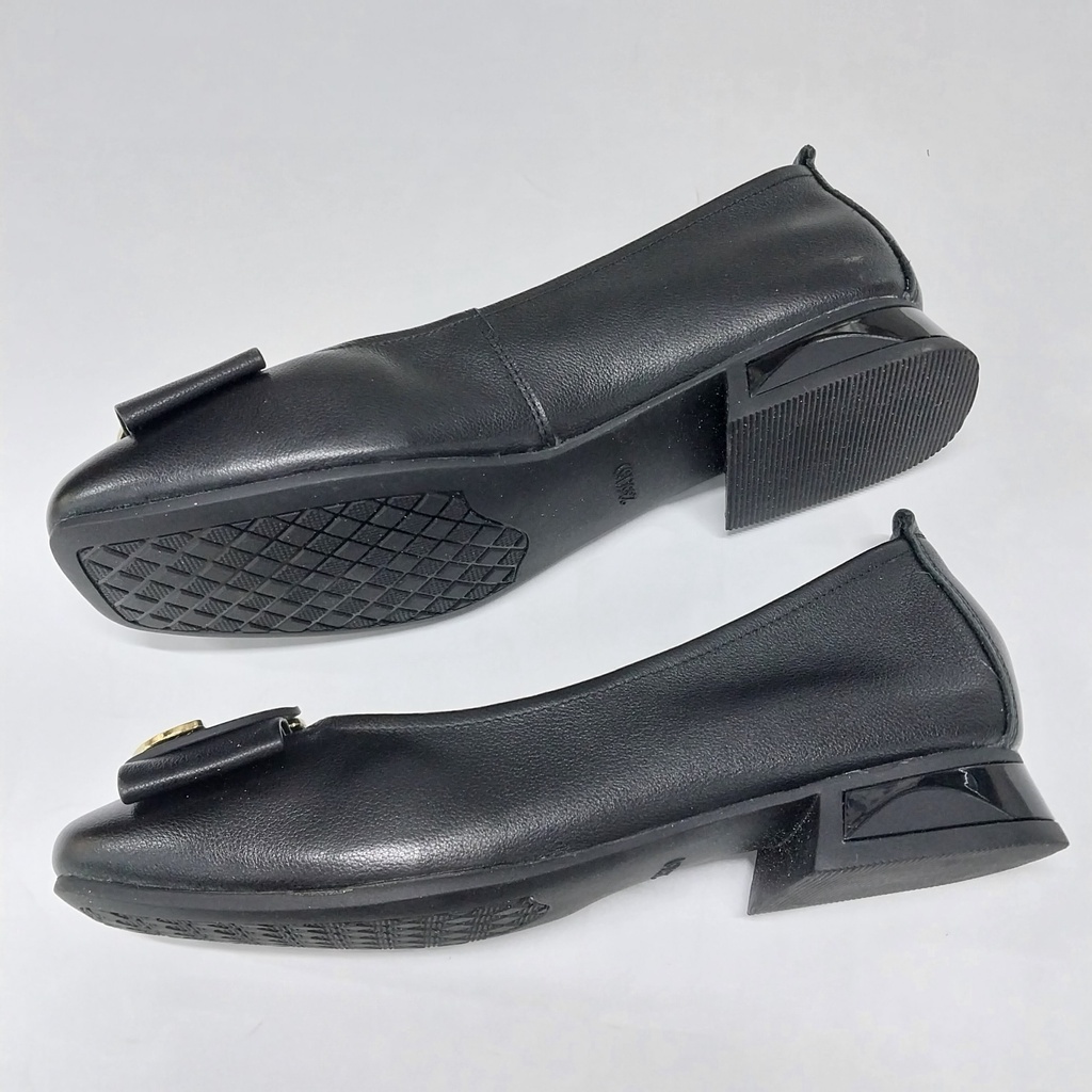 Giày bệt da hoạ tiết mũi, 1cm