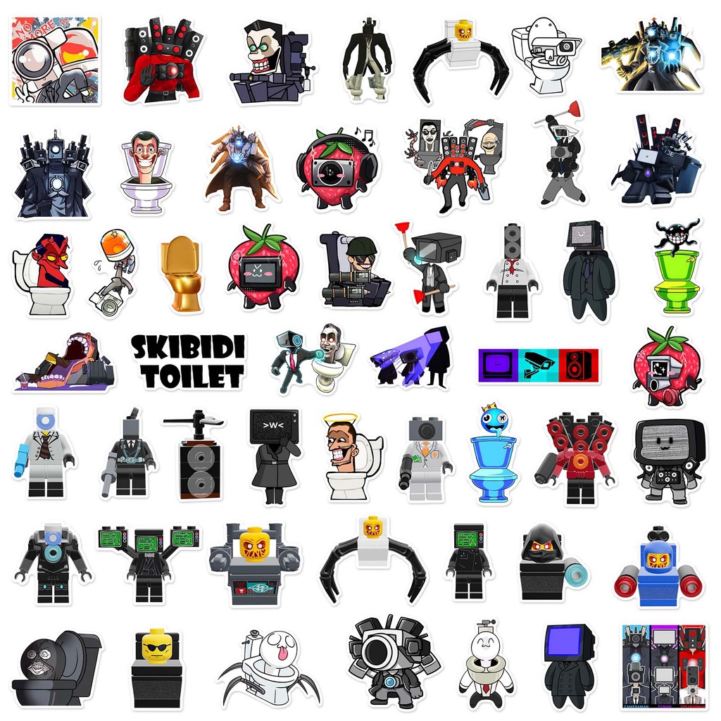100 cái / bộ skibidi toilet tv man stickers cho trẻ em hình dán trò chơi hình dán trò chơi thực tế hình dán cốc nước