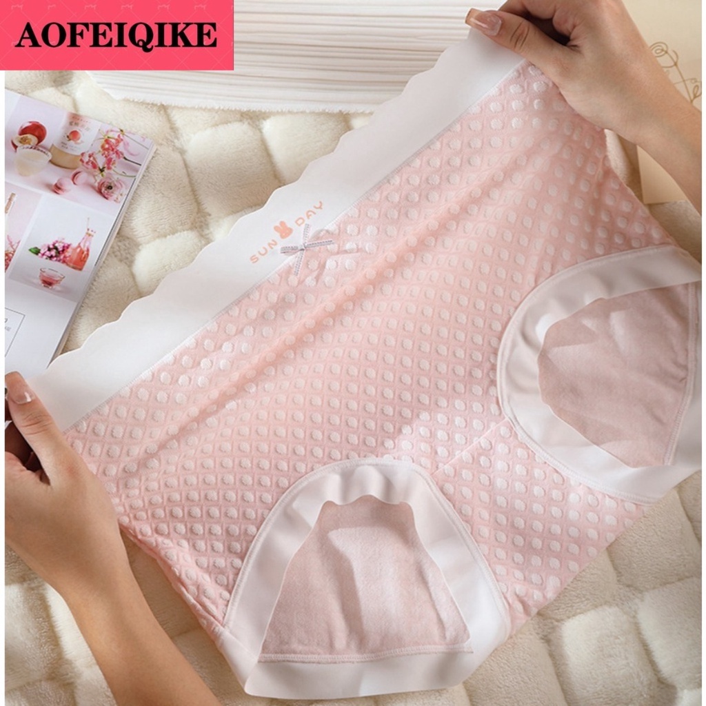 Quần lót AOFEIQIKE chất vải jacquard cotton cạp cao cỡ lớn nâng hông cho nữ
