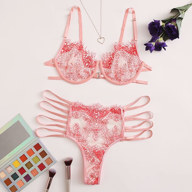 Đồ lót-phong cách châu âu và mỹ đồ lót sexy cộng với kích thước bộ đồ của phụ nữ quần sịp mỏng đẩy lên áo ngực ren see-through sexy