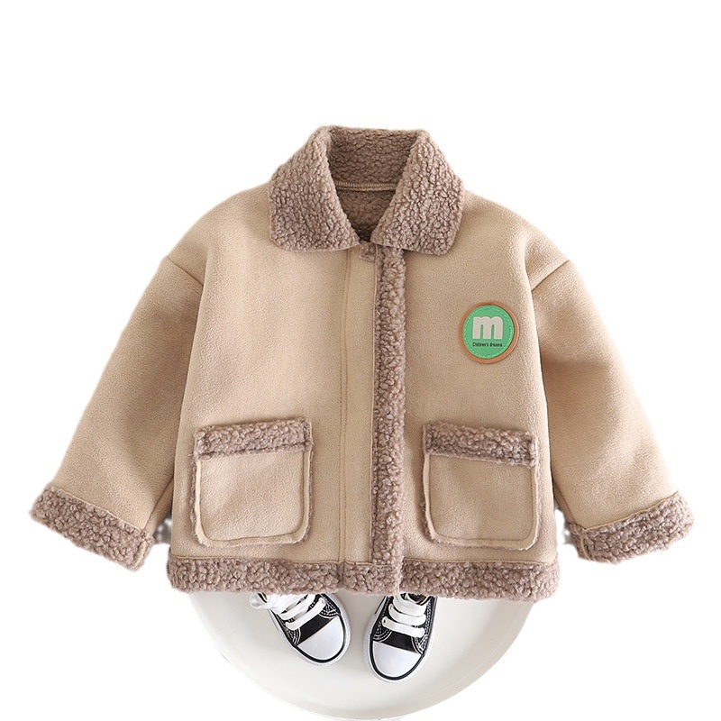 Áo Khoác Ngắn Lót Lông Cừu Dày Dặn Phong Cách Phương Tây Dành Cho Bé Gái
