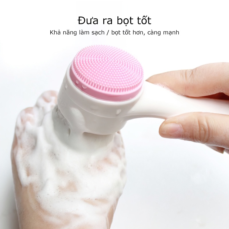 Cọ massage rửa mặt 2 đầu 3D silicon, Làm sạch da mặt nhạy cảm, Massage mặt nhẹ nhàng-MCKES