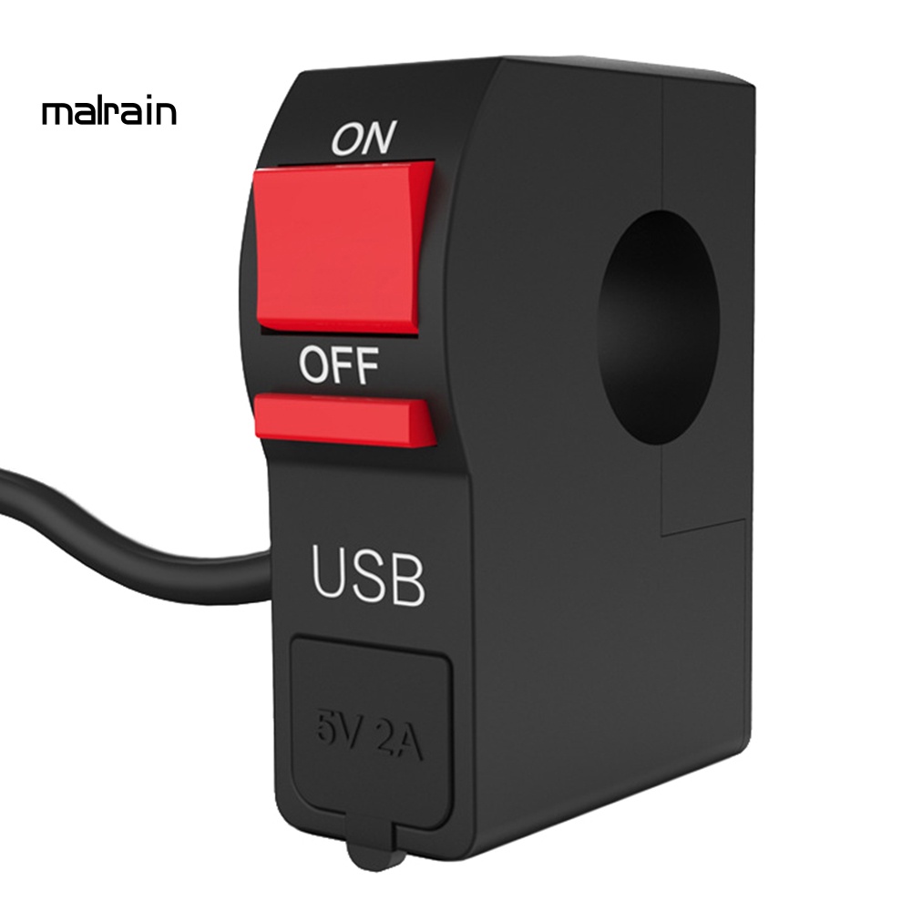 Công Tắc ON / OFF Gắn Tay Lái Xe Máy Kèm Sạc USB Tiện Dụng