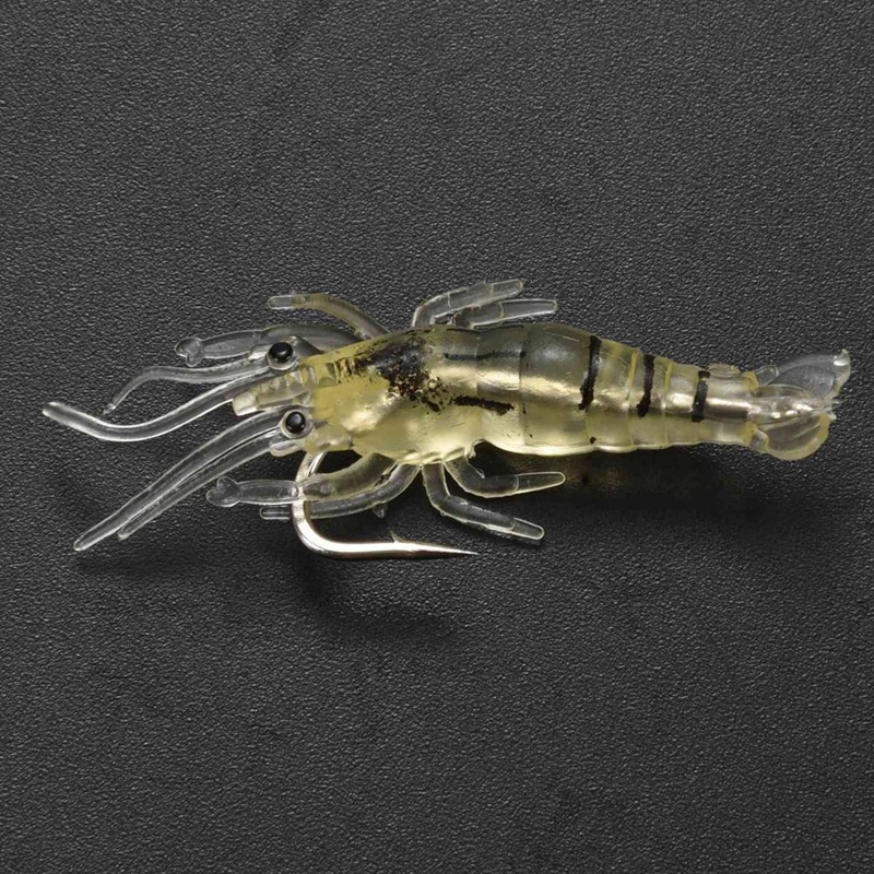 10 Mồi Tôm Giả Câu Cá Phát Sáng Trong Đêm 4cm &amp; 5 Miếng 10.5cm