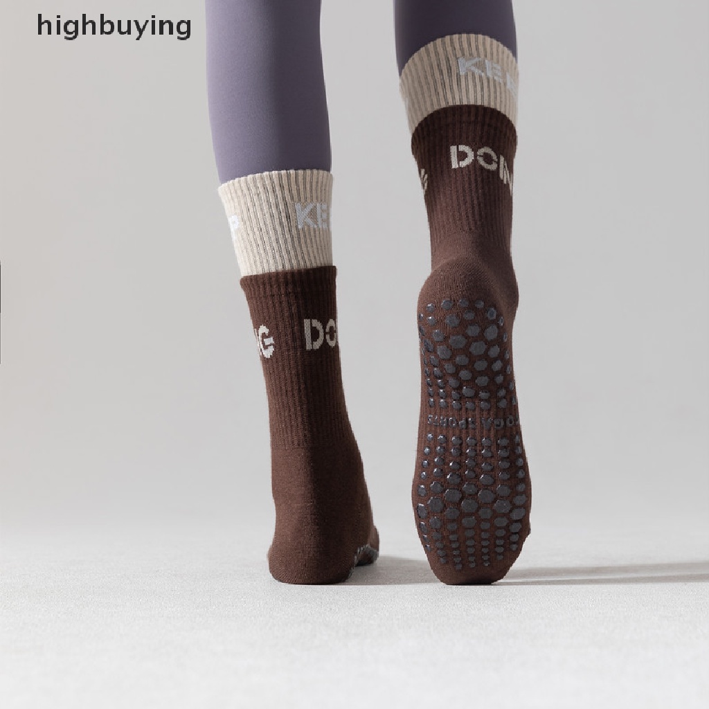 Hbvn Belle Vớ Cổ Trung Đôi Bằng Silicone Chống Trượt Tập Yoga / Nhảy Múa / Pilates Màu Tương Phản Cho Nữ