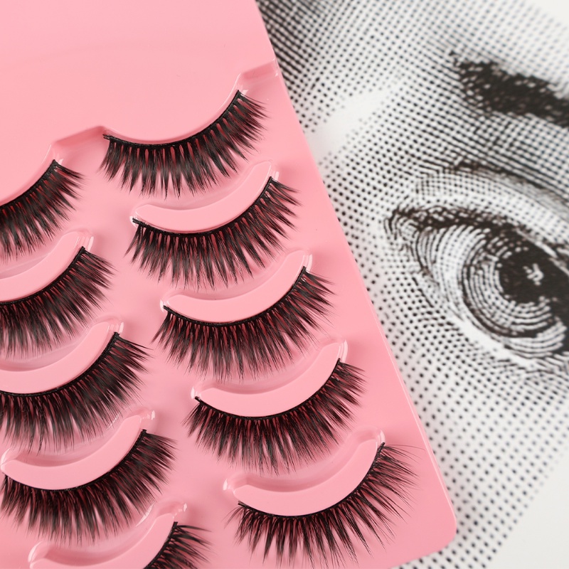 [Hàng mới về] Bộ 5 Cặp Lông Mi Giả Ngắn 3D Trang Điểm Hàng Ngày Tiện Dụng Cho Nữ