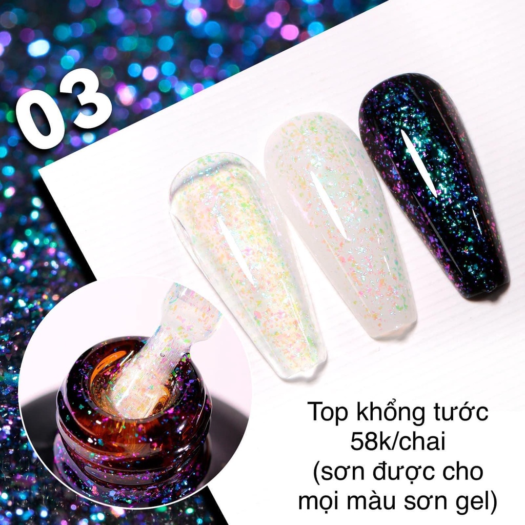 Tốp nhũ khổng tước sơn trên mọi màu nền