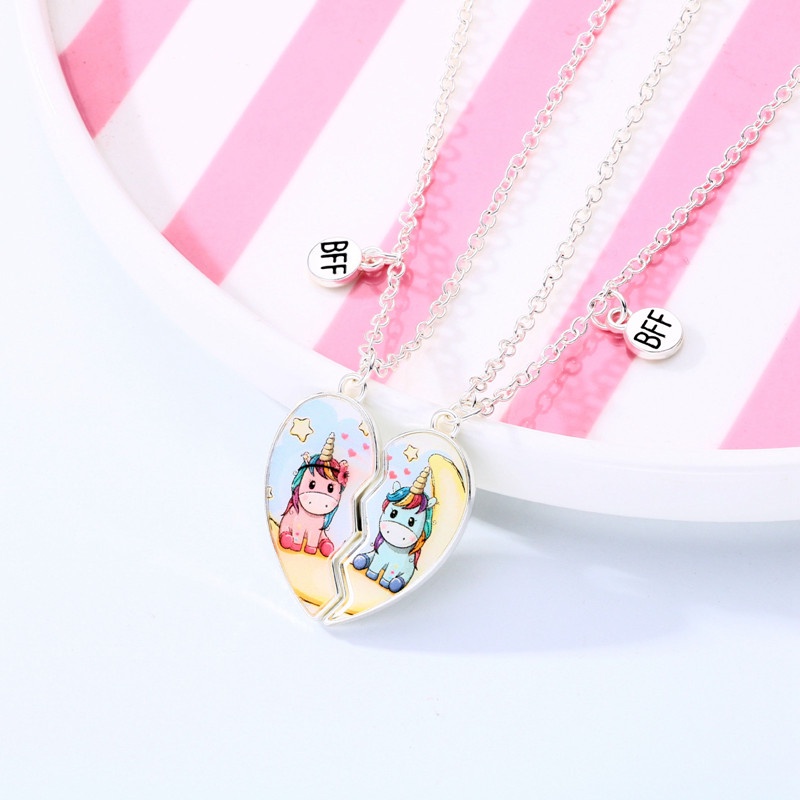 Set 2 Vòng cổ Tình Bạn Mặt Hình Ngựa Một Sừng Dễ Thương