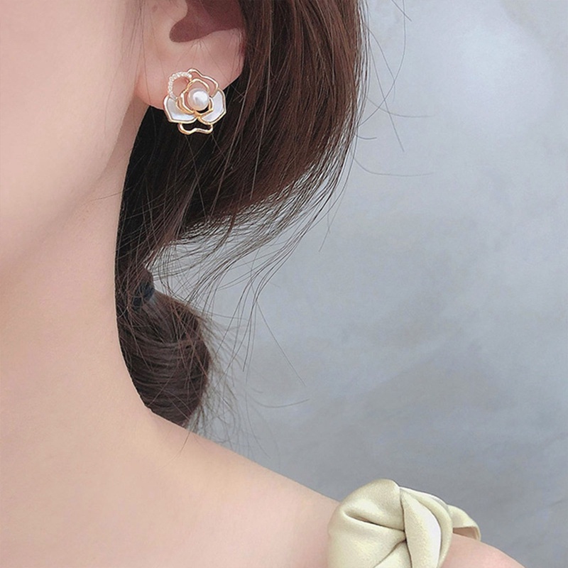Bông Tai Mạ Bạc 925 Hình Hoa / Vỏ Sò Nhiều Màu Sắc Ngọt Ngào Phong Cách Hàn Quốc Cho Nữ