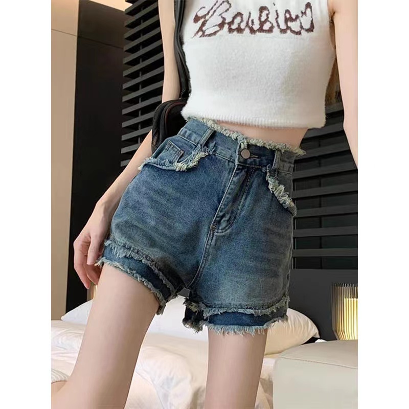 SUXI Quần Short Denim Lưng Cao Dáng Chữ A Thời Trang Mùa Hè Cho Nữ
