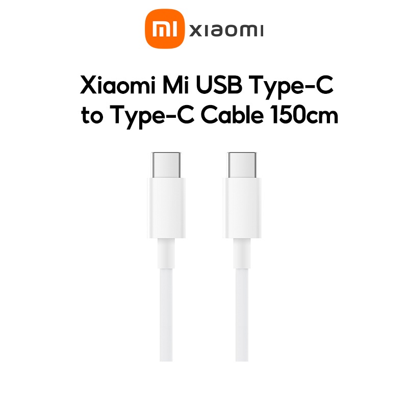 [Mã BMLT35] [Dây cáp sạc] Xiaomi Mi USB Type-C to Type-C Cable 150cm (Trắng)- Hàng chính hãng- BH 6 tháng