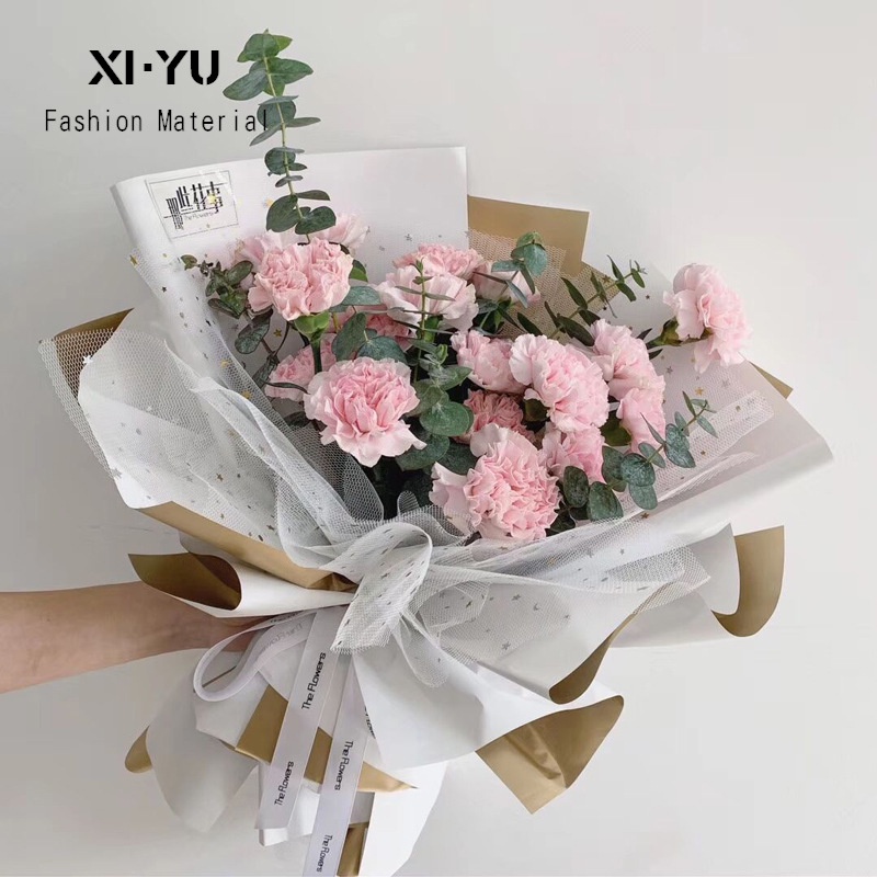 Cuộn Giấy Lưới Gói Hoa 70 * 50cm Hình Trăng Sao