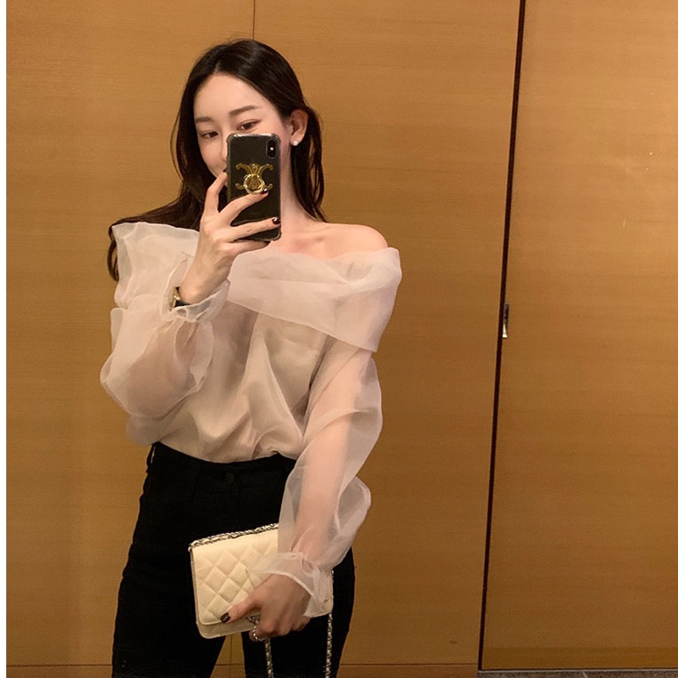 Sugemiusi Áo Sơ Mi Chiffon Organza Trễ Vai Thời Trang Xuân Hè Pháp Thiết Kế Sense Niche Cho Nữ