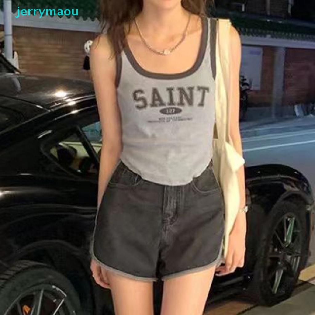 Áo Thun Thể Thao Không Tay In Chữ Ngọt Ngào Thời Trang Mùa Hè Hàn Quốc Cho Nữ