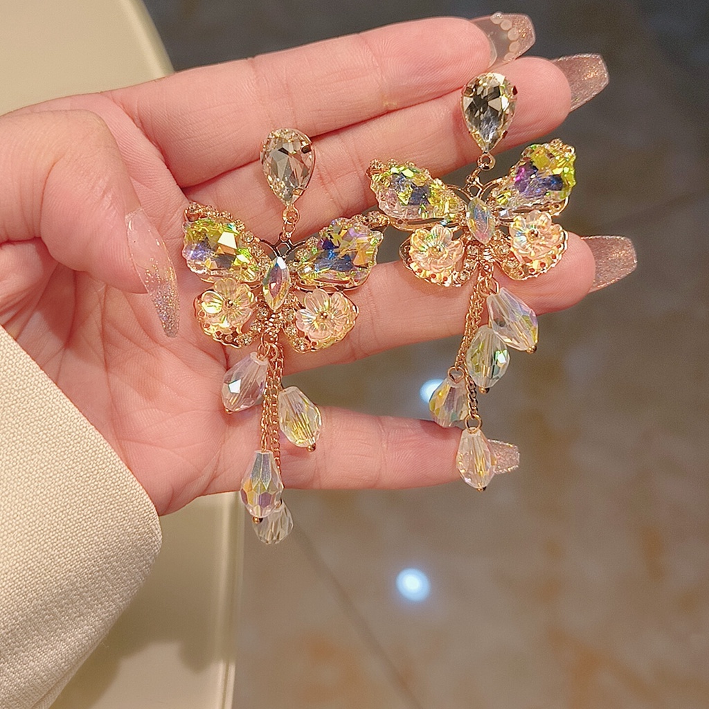 Hoa Tai Dáng Dài Mặt Hình Bướm Phong Cách Âu Mỹ Kiểu Mới